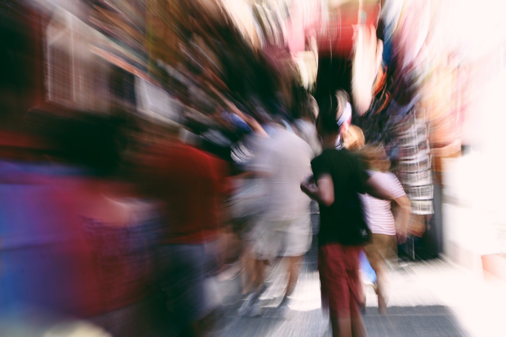 Motion blur in a street market